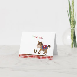 ラウンド'emアップホースウェスタン折り畳み感謝のメモ サンキューカード