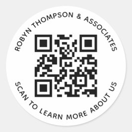 ラウンドQRコードステッカーカスタムビジネスホワイト ラウンドシール