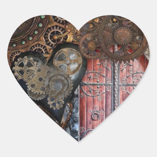 ラウンドSteampunkドアポケット時計結婚のシール ハートシール (正面)