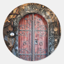 ラウンドSteampunkドアポケット時計結婚のシール ラウンドシール