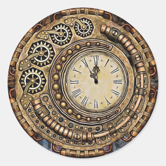 ラウンドSteampunkポケットウォッチ結婚のステッカー ラウンドシール (正面)