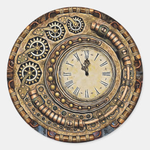 ラウンドSteampunkポケットウォッチ結婚のステッカー ラウンドシール