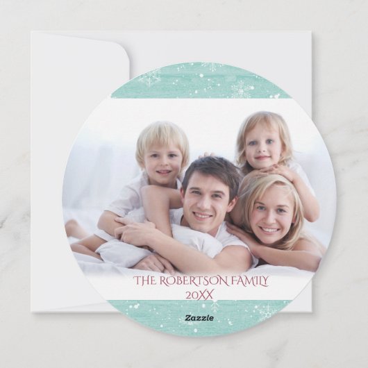 ラウンドwフォトウッドランドフォレストメリークリスマスウッド シーズンカード (裏面)