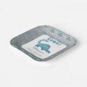 ラウールティール(緑がかった色)ブルー恐竜ボーイベビーシャワー ペーパープレート (傾斜あり)