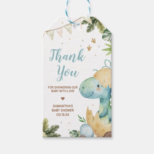 ラウールディノベビーシャワーメッセージカード ギフトタグ (正面)