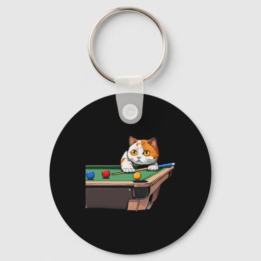 ラウ遊ンジCaでのCatのプールクールビリおもしろいヤード キーホルダー (正面)