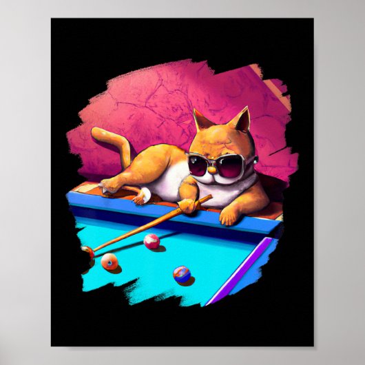 ラウ遊ンジCaでのCatのプールクールビリおもしろいヤード ポスター (正面)