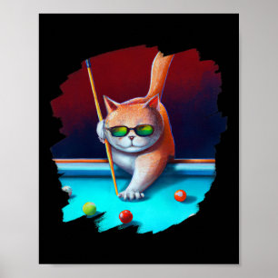 ラウ遊ンジCaでのCatのプールクールビリおもしろいヤード ポスター