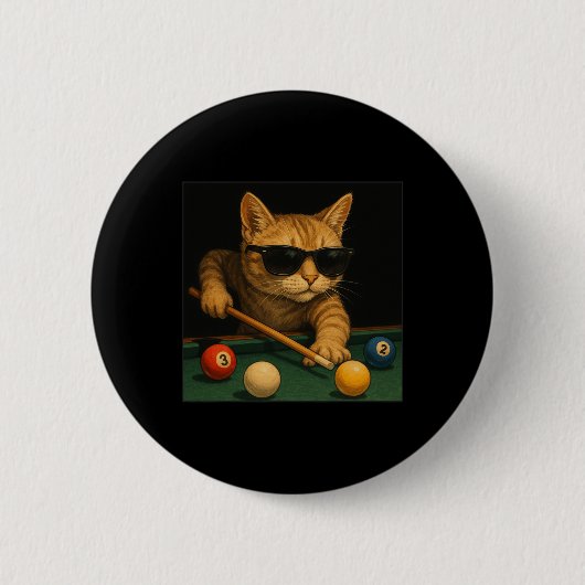 ラウ遊ンジCaでのCatのプールクールビリおもしろいヤード 缶バッジ (正面)