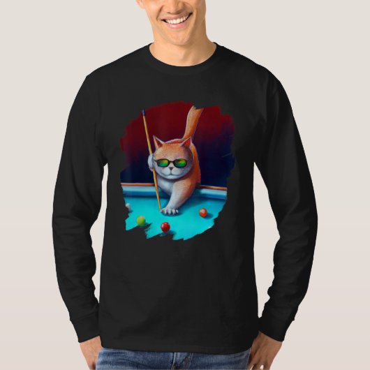 ラウ遊ンジCaのCat's Pool カッコいい Billiards Tシャツ (正面)