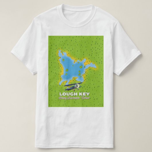 ラウ鍵カウンティロスコモン、アイルランドの地図 Tシャツ (デザイン正面)