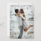 ラエレガントインアートの葉系グレー結婚写真 招待状 (正面)