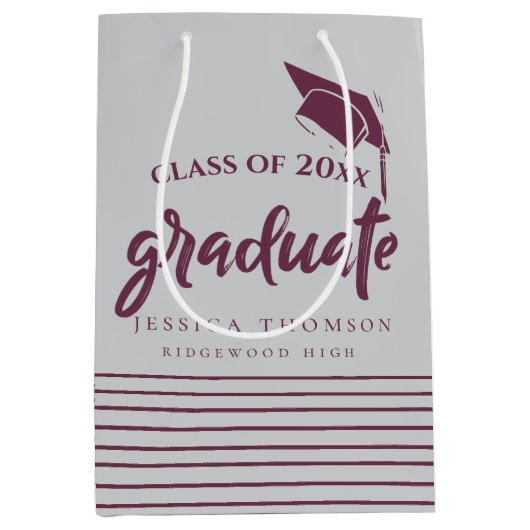 ラエレガントイングラッドハット卒業パーティーの好意 ミディアムペーパーバッグ (正面)