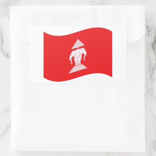 ラオエラワン三頭象旗波 長方形シール (バッグ)