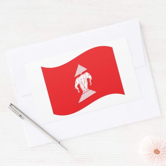 ラオエラワン三頭象旗波 長方形シール (封筒)