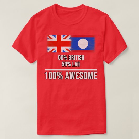 ラオスとイギリスのミックス 50 50 ラオスの素晴らしいお土産 Tシャツ (デザイン正面)