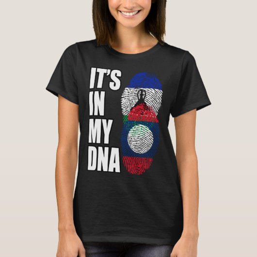 ラオスとバソトミックスDNA伝統国旗 Tシャツ (正面)