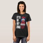 ラオスとラトビアのミックスDNA伝統国旗 Tシャツ (正面フル)