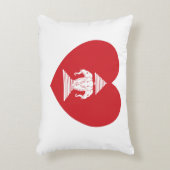 ラオスのエラワン3頭象ハート国旗 アクセントクッション (正面(垂直))