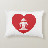 ラオスのエラワン3頭象ハート国旗 アクセントクッション (裏面)