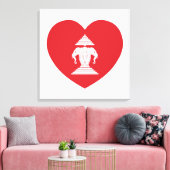 ラオスのエラワン3頭象ハート国旗 キャンバスプリント (インサイチュ (リビング))