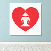 ラオスのエラワン3頭象ハート国旗 キャンバスプリント (インサイチュ (ウッドフロア))