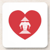 ラオスのエラワン3頭象ハート国旗 コースター (正面)