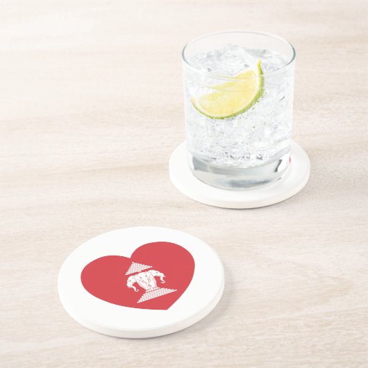 ラオスのエラワン3頭象ハート国旗 コースター (側面)