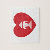 ラオスのエラワン3頭象ハート国旗 ジグソーパズル (縦)