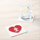 ラオスのエラワン3頭象ハート国旗 スクエアペーパーコースター (インサイチュ)