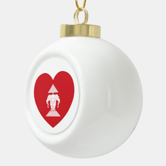 ラオスのエラワン3頭象ハート国旗 セラミックボールオーナメント (右)