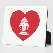 ラオスのエラワン3頭象ハート国旗 フォトプラーク (側面)