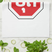 ラオスのストップ交通標識⚠ラオス語のYOOT キッチンタオル (折り畳み)