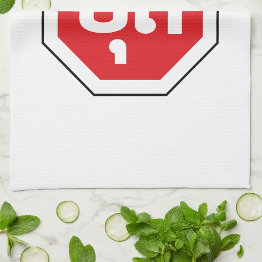 ラオスのストップ交通標識⚠ラオス語のYOOT キッチンタオル (折り畳み)