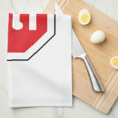 ラオスのストップ交通標識⚠ラオス語のYOOT キッチンタオル (四つ折り)