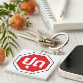 ラオスのストップ交通標識⚠ラオス語のYOOT キーホルダー (正面右)