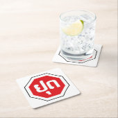 ラオスのストップ交通標識⚠ラオス語のYOOT スクエアペーパーコースター (インサイチュ)