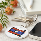 ラオスのブラシの旗 キーホルダー (正面右)