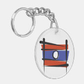 ラオスのブラシの旗 キーホルダー (正面左)