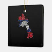 ラオスのマップ、ポリゴンメッシュのラインマップ セラミックオーナメント (左)