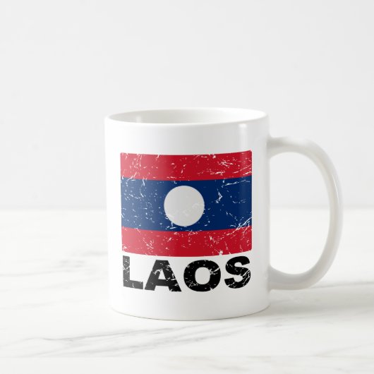 ラオスのヴィンテージの旗 コーヒーマグカップ (右)