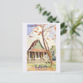 ラオスのヴィンテージ旅行ポスター ポストカード (スタンド正面)