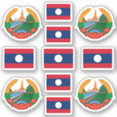 ラオスの国のシンボル/武器と旗のコート シール (正面)