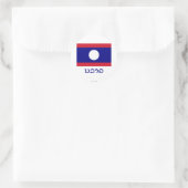 ラオスの国旗とラオスの名前入り ラウンドシール (バッグ)