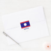 ラオスの国旗とラオスの名前入り ラウンドシール (封筒)