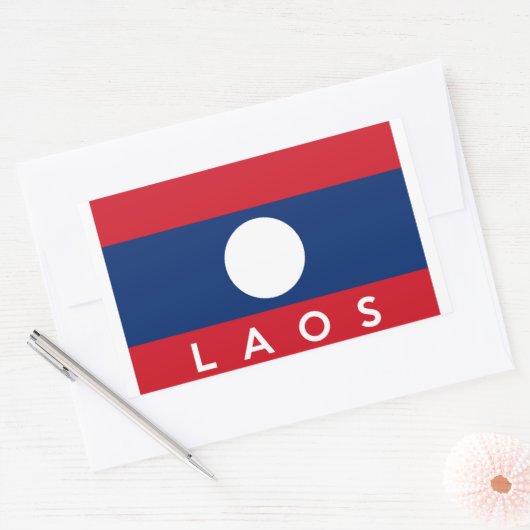 ラオスの国旗の記号の名前の文字 長方形シール (封筒)