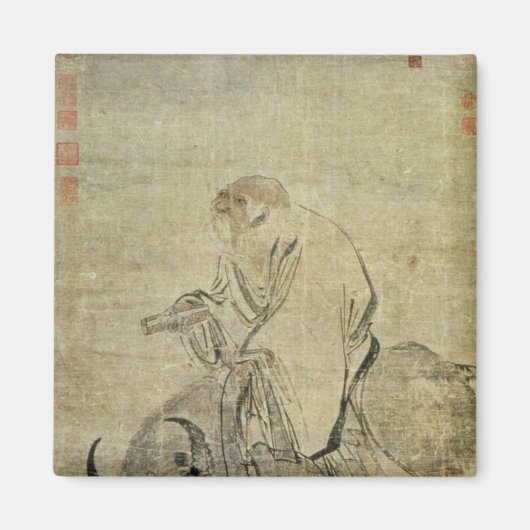 ラオスの牛に乗っ中国のて、明の時代 マグネット (正面)