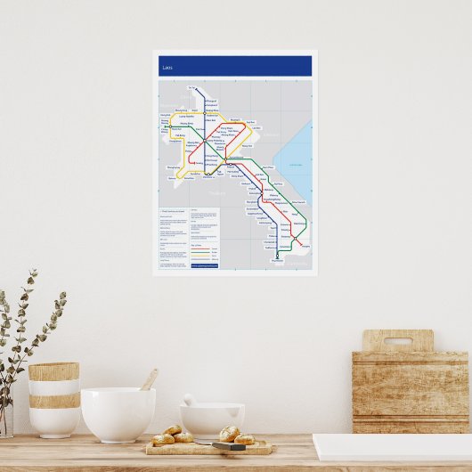 ラオスの管地図 ポスター (キッチン)