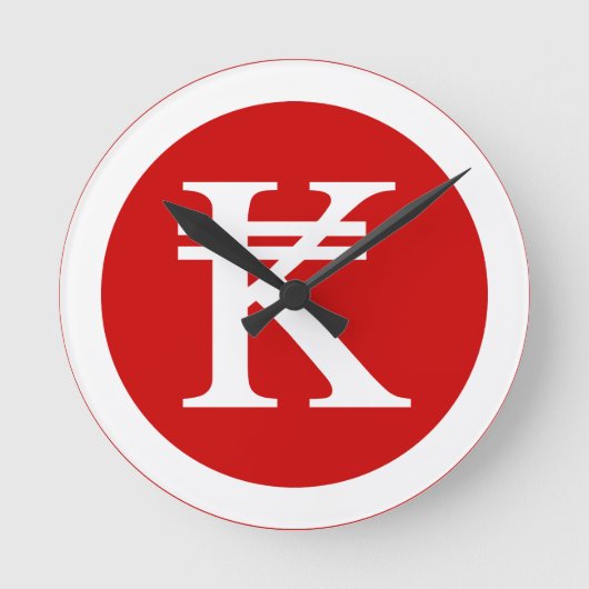 ラオスキップラオ/ラオスマネーサイン ラウンド壁時計 (正面)