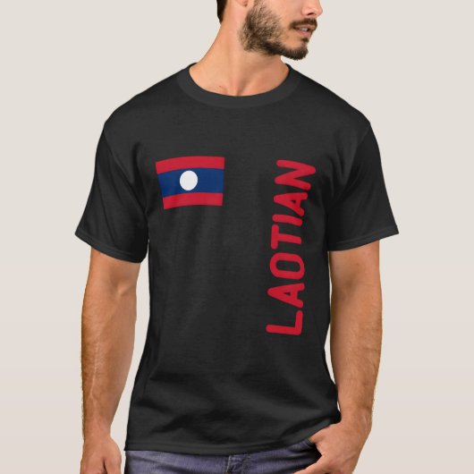 ラオス国旗とラオスのルーツ Tシャツ (正面)